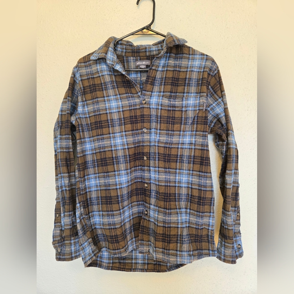 Eddie Bauer Mens Button Down Flannel Small 100% Cotton